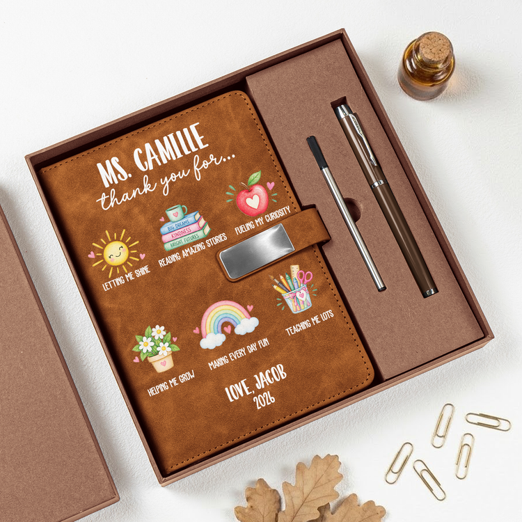 Thank You Gift For Teacher, For Educator Appreciation - Personalized Notebook Set 1
