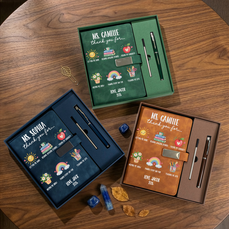 Thank You Gift For Teacher, For Educator Appreciation - Personalized Notebook Set 2