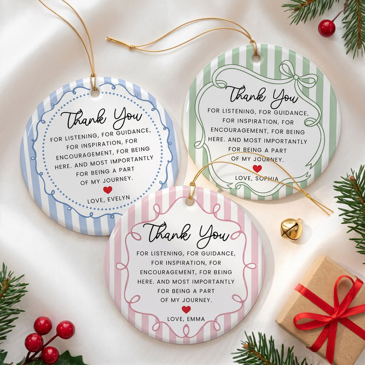 Thank You Gifts Christmas Ornament Striped Patterns - Personalized Ornament 1