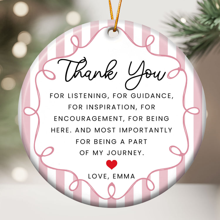 Thank You Gifts Christmas Ornament Striped Patterns - Personalized Ornament 2