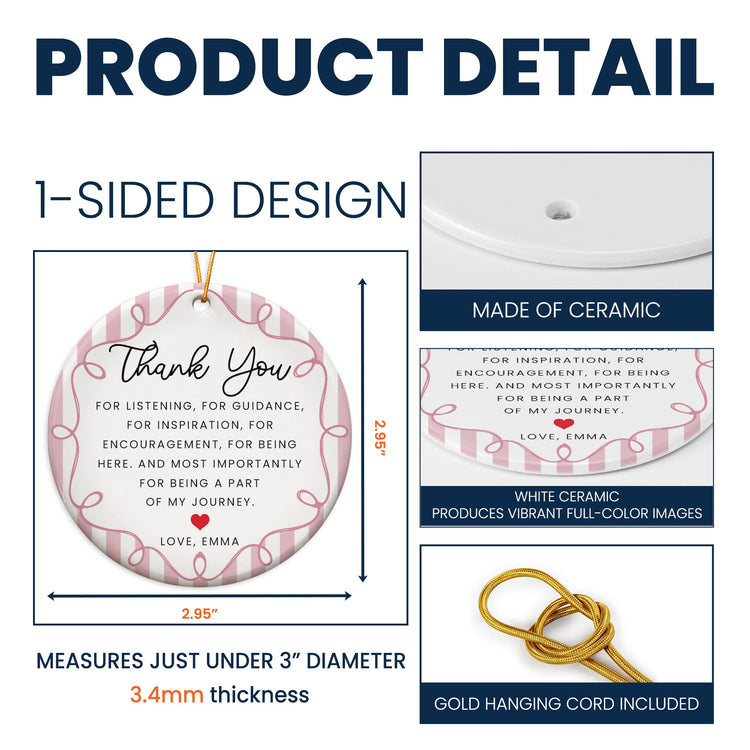 Thank You Gifts Christmas Ornament Striped Patterns - Personalized Ornament 6