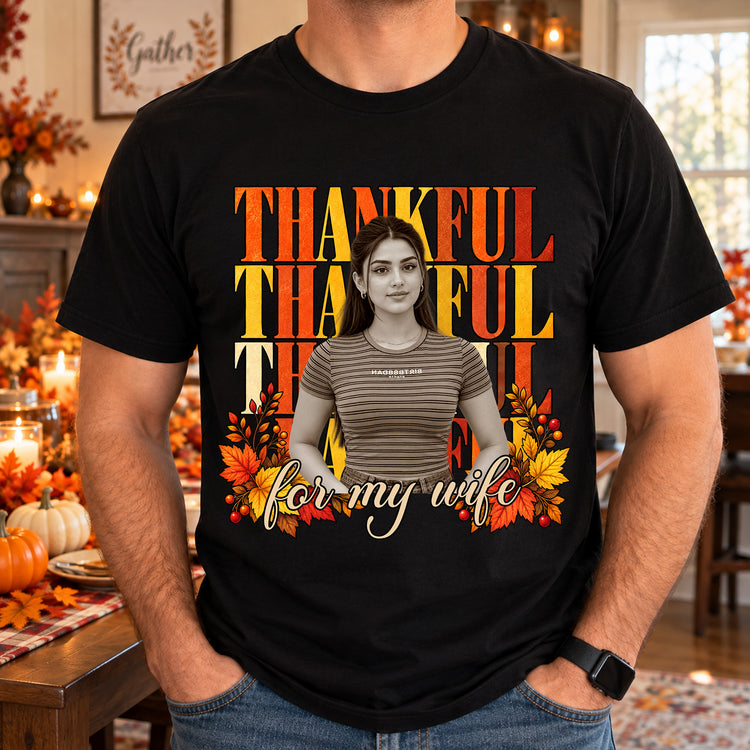 Thankful For Her, Him, Husband, Wife, Thankgiving Gift - Personalized Shirt 1