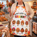 Thankful, Grateful, Blessed Grandma - Thanksgiving Gift For Grandma, Nana, Gigi - Personalized Apron 2