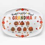 Thankful, Grateful, Blessed Grandma - Thanksgiving Gift For Grandma, Nana, Gigi - Personalized Platter 2