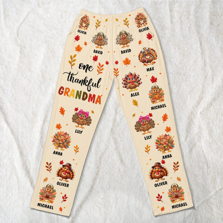 Thankful, Grateful, Blessed Grandma- Thanksgiving Gift For Grandma, Gigi, Nana - Personalized Lounge Pants 5
