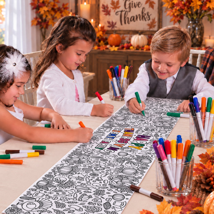 Thanksgiving Coloring Gift For Kids, Family - Personalized Table Runner 1