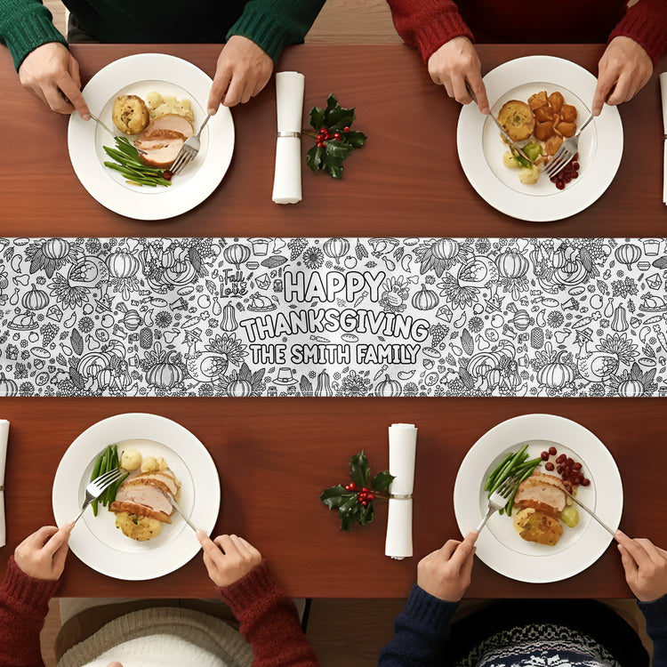 Thanksgiving Coloring Gift For Kids, Family - Personalized Table Runner 4