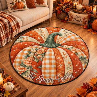 Thanksgiving Decoration Pumpkin Style - Personalized Quilted Mat