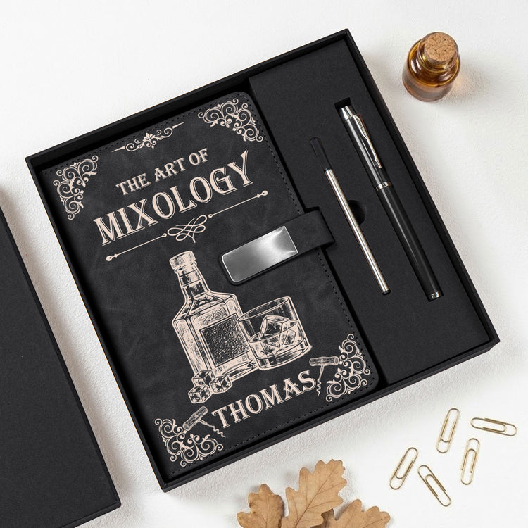 The Art Of Mixology - Wine Lovers, Whiskey Bourbon, Rum, Cocktails, Gifts For Her, Him - Personalized Notebook Set 2