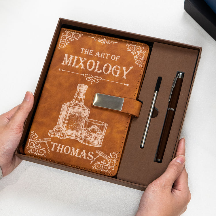 The Art Of Mixology - Wine Lovers, Whiskey Bourbon, Rum, Cocktails, Gifts For Her, Him - Personalized Notebook Set 3