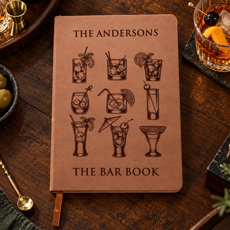 The Bar Book - Custom Name & Family Name - Recipe Book, Cocktail Book - Personalized Journal 1