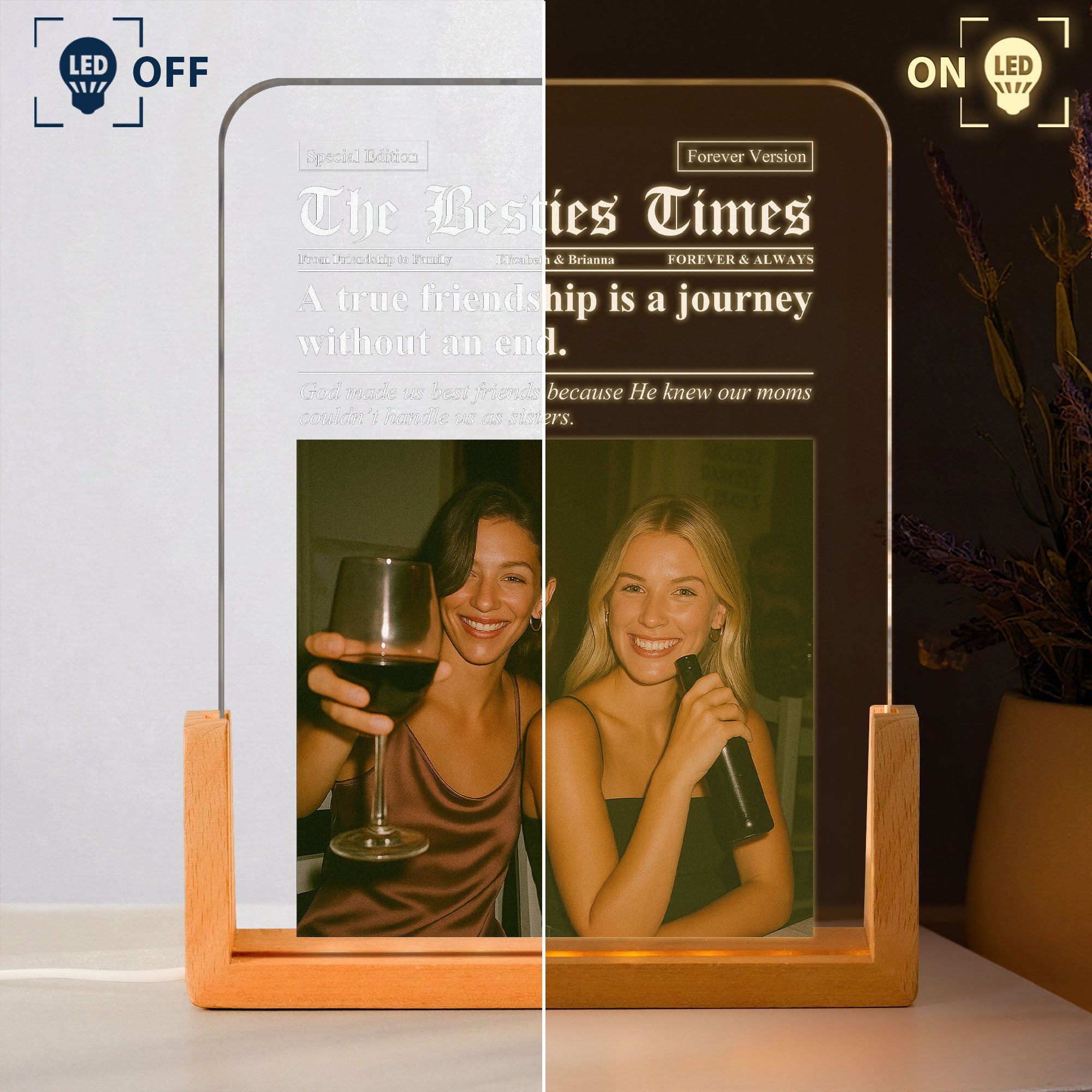 The Besties Times - Friendship Thank You Gift - Personalized Night Light 3