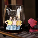 The B*Tches Times Friendship Gifts Custom Photo Watercolor Art - Personalized Wine Glass 3