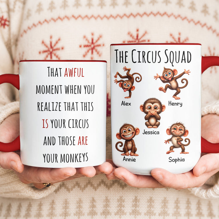 The Circus Squad - Funny Monkey Team Coworker White Elephant - Personalized Mug 4