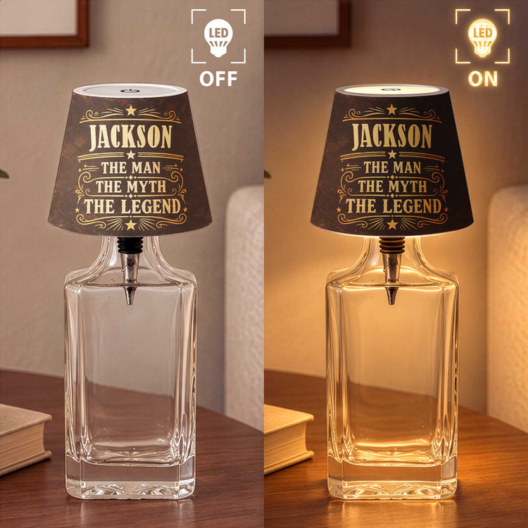The Man The Myth The Legend - Light Art Bar Decor For Man, Dad, Grandpa, Husband - Personalized Wireless Bottle Lamp 3