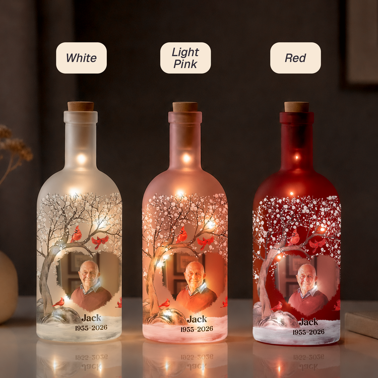 The Moment You Heart Stopped Mine Changed Forever Custom Photo Memorial New Version - Personalized Bottle Lamp 7