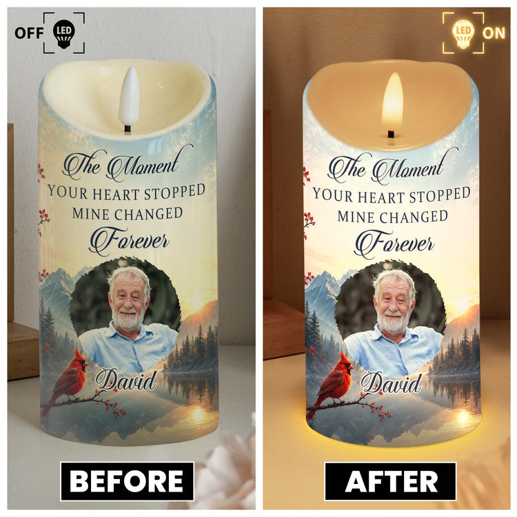 The Moment Your Heart Stopped Custom Memorial Gifts For Family - Personalized LED Candle 6