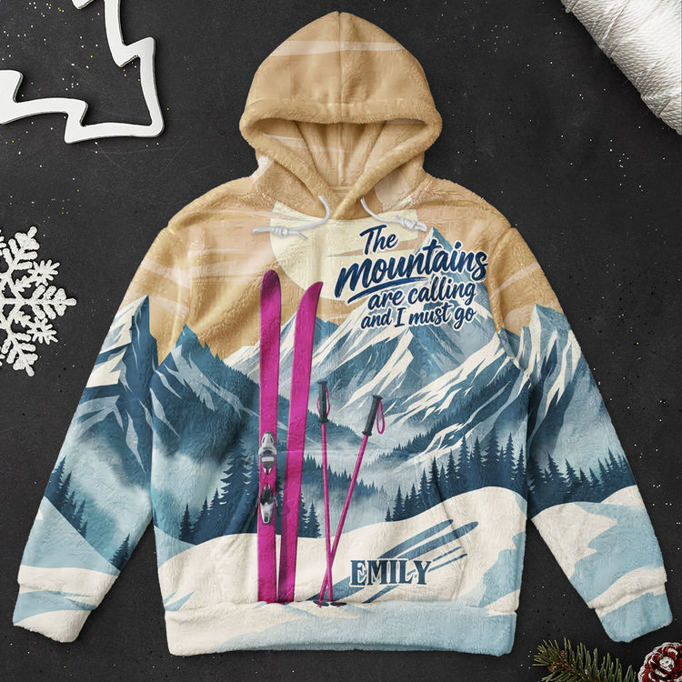 The Mountains Are Calling, And I Must Go Gift For Skiing Lovers, Snowboarding Lover - Personalized Hoodie 6
