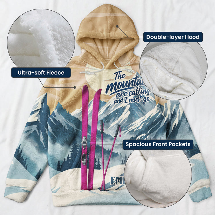 The Mountains Are Calling, And I Must Go Gift For Skiing Lovers, Snowboarding Lover - Personalized Hoodie 7