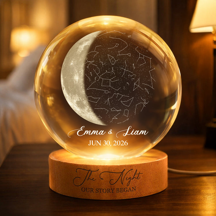 The Night Our Story Began Crystal Ball Night Light Anniversary Gifts - Personalized Night Light 1