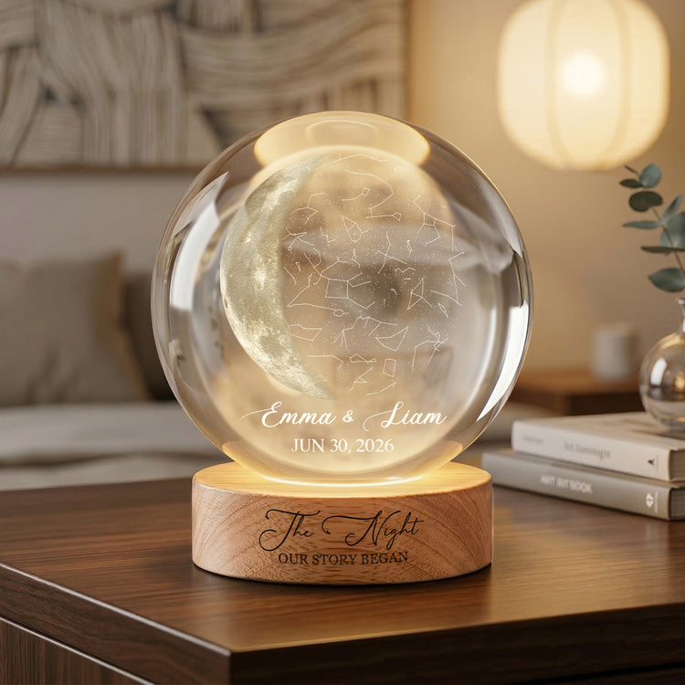The Night Our Story Began Crystal Ball Night Light Anniversary Gifts - Personalized Night Light 2