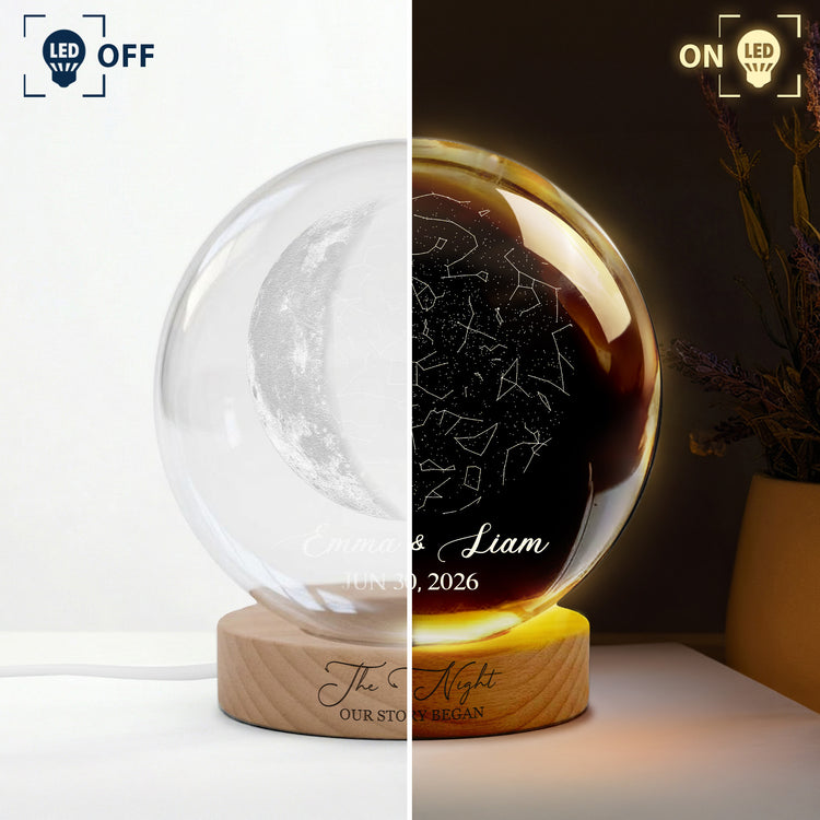 The Night Our Story Began Crystal Ball Night Light Anniversary Gifts - Personalized Night Light 3