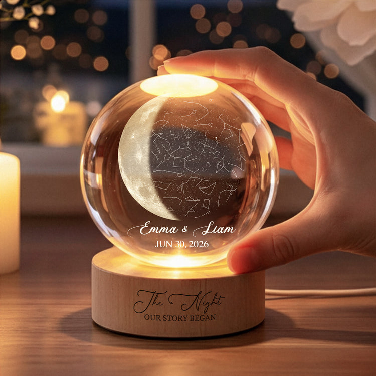 The Night Our Story Began Crystal Ball Night Light Anniversary Gifts - Personalized Night Light 4
