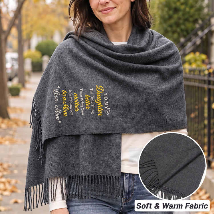 The Only Thing Better Than Being Your Mother Is Watching You Be A Mom - Personalized Embroidered Scarf 3