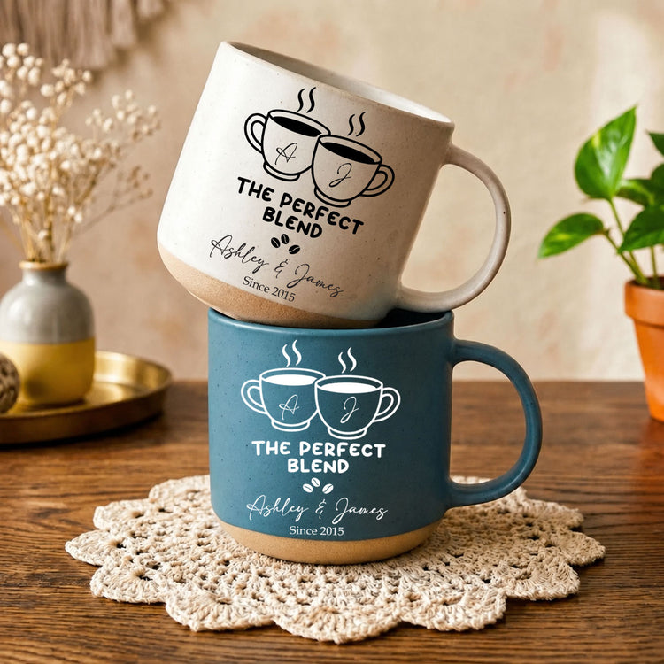 The Perfect Blend - Matching Coffee Pottery Mug For Couples - Personalized Mug 1