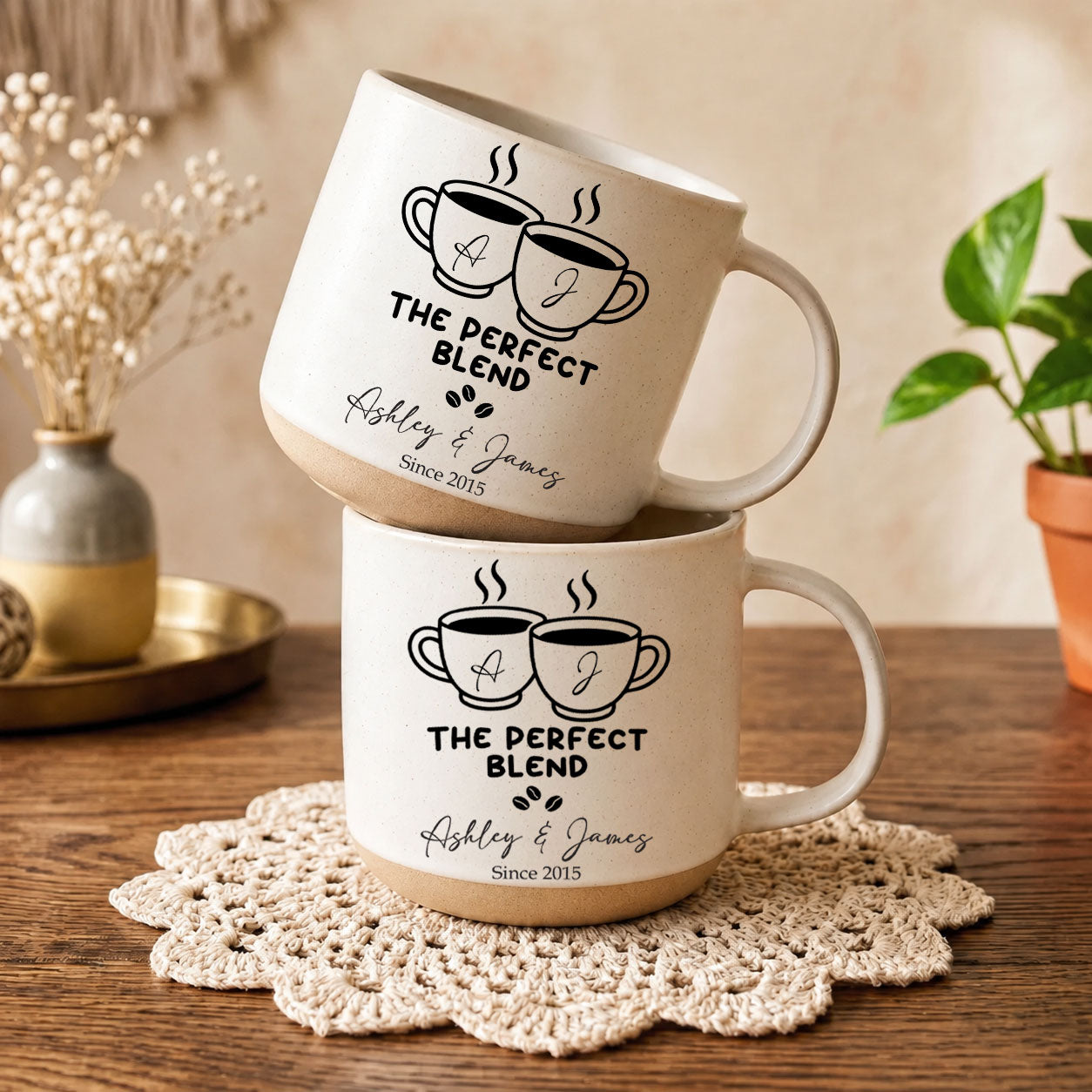 The Perfect Blend - Matching Coffee Pottery Mug For Couples - Personalized Mug 2