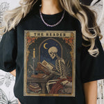 The Reader Tarot Card, Skeleton Reading Book - Personalized Shirt 2
