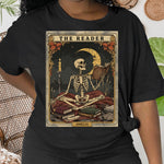 The Reader Tarot Card, Skeleton Reading Book - Personalized Shirt 3