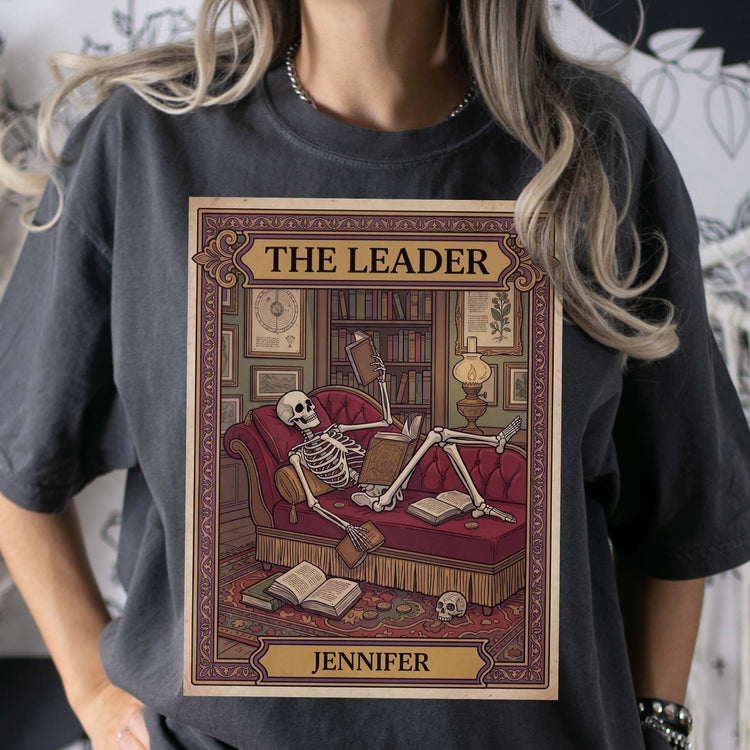 The Reader Tarot Card, Skeleton Reading Book - Personalized Shirt 5