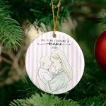 The Year I Became A Mama Watercolor Style - Personalized Ornament 4