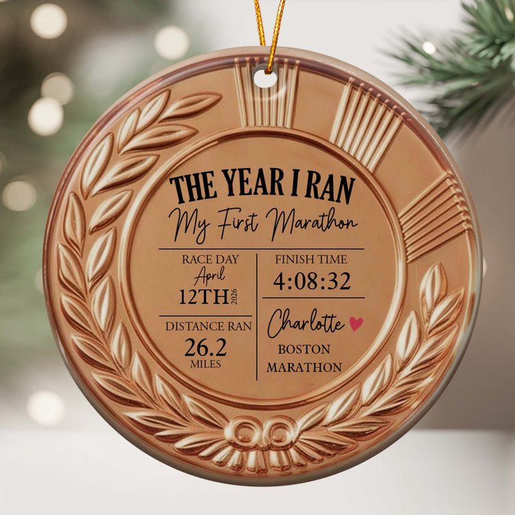 The Year I Ran My First Marathon - Personalized Ornament 3