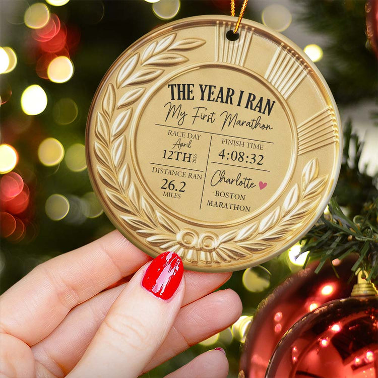 The Year I Ran My First Marathon - Personalized Ornament 4