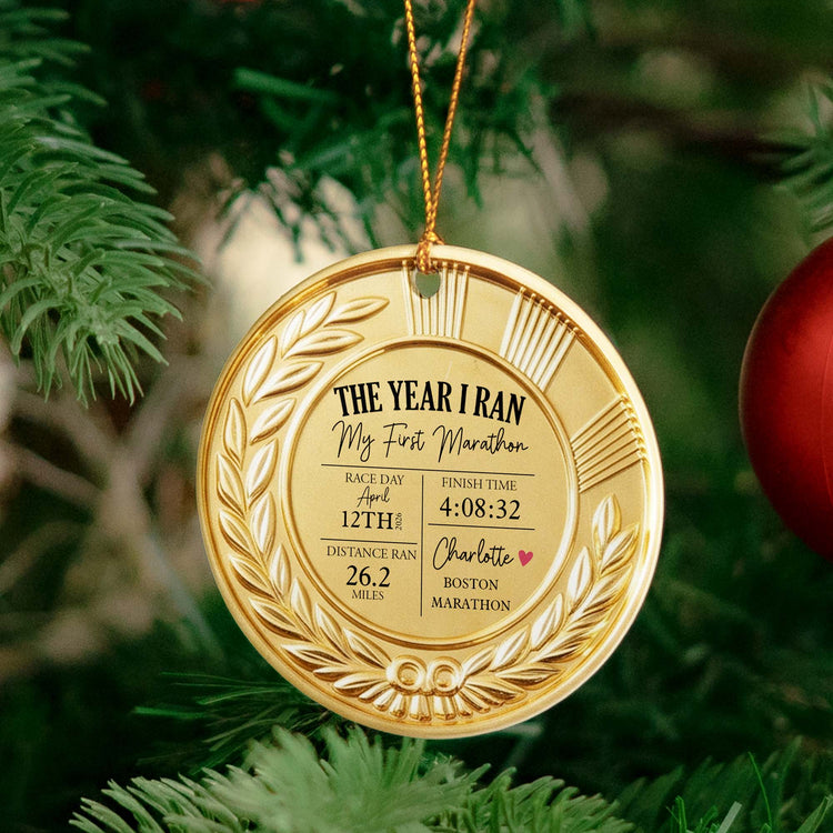 The Year I Ran My First Marathon - Personalized Ornament 5