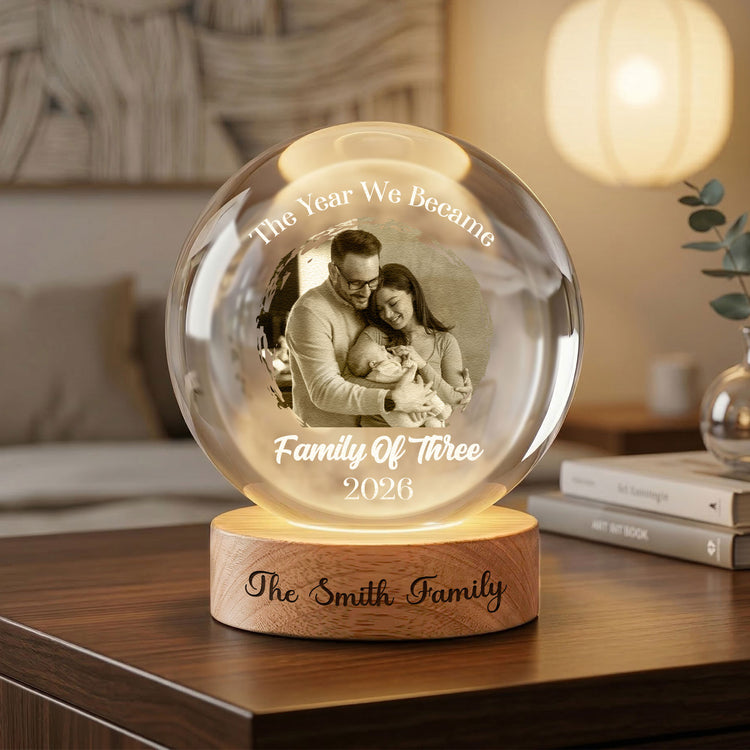 The Year We Became Family Of Three - Personalized Night Light 2