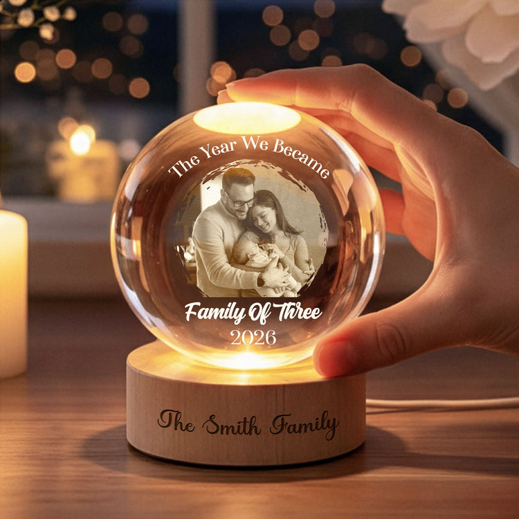 The Year We Became Family Of Three - Personalized Night Light 4