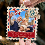 The Year We Went To Traveling Memories - Upload Photo, Family Trip, Friends Beach Vacation - Personalized Ornament 4