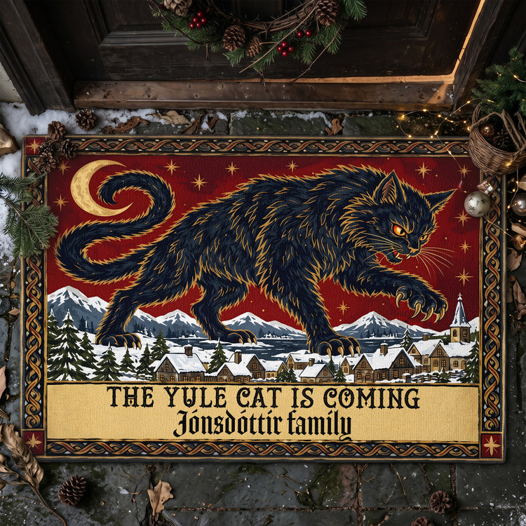 The Yule Cat Is Coming - Personalized Doormat 1