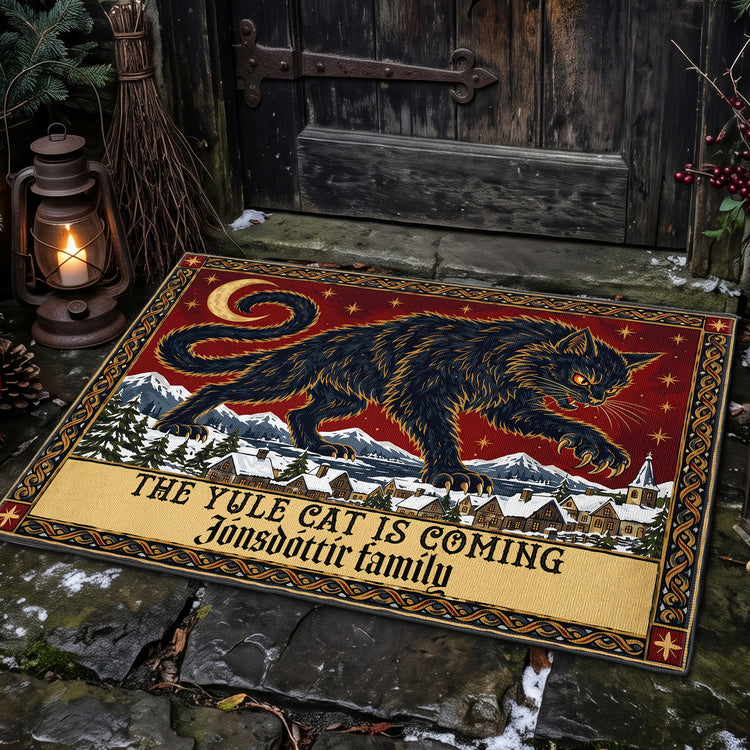 The Yule Cat Is Coming - Personalized Doormat 2