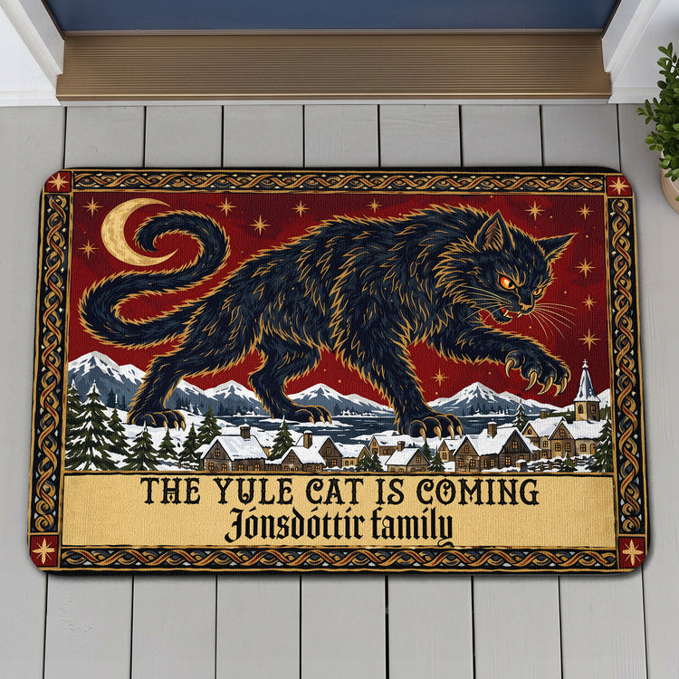 The Yule Cat Is Coming - Personalized Doormat 3