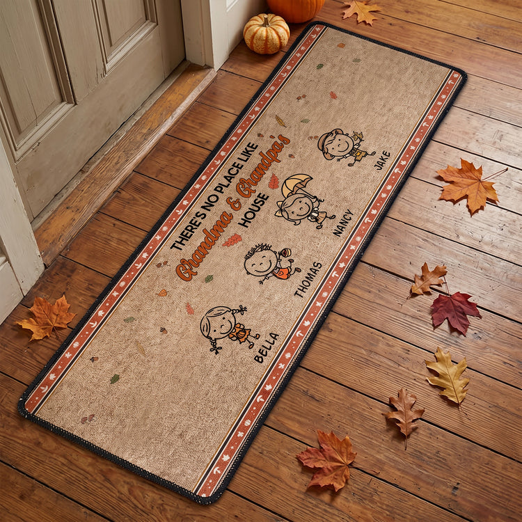 There's No Place Like Grandma & Grandpa'S Doodle - Personalized Runner Rug 3