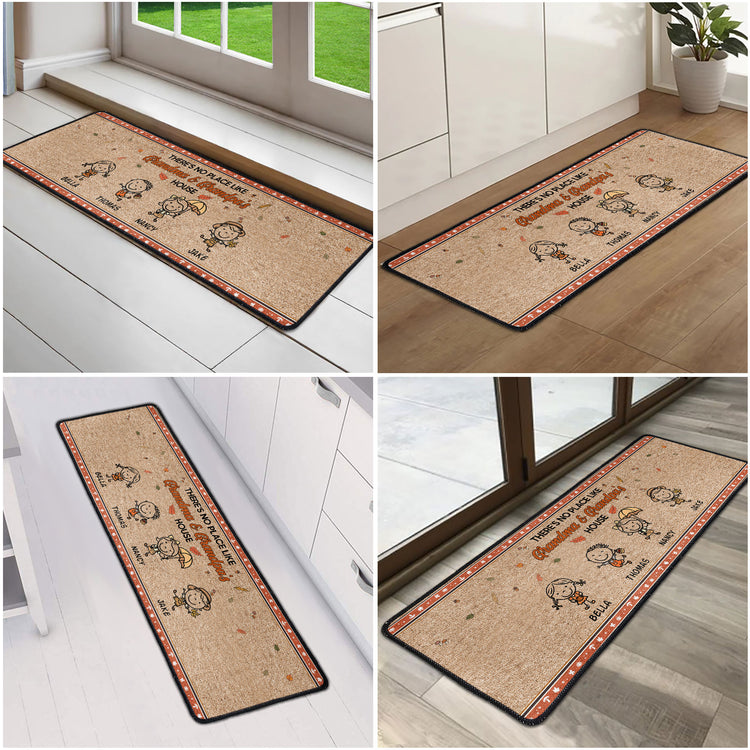There's No Place Like Grandma & Grandpa'S Doodle - Personalized Runner Rug 6