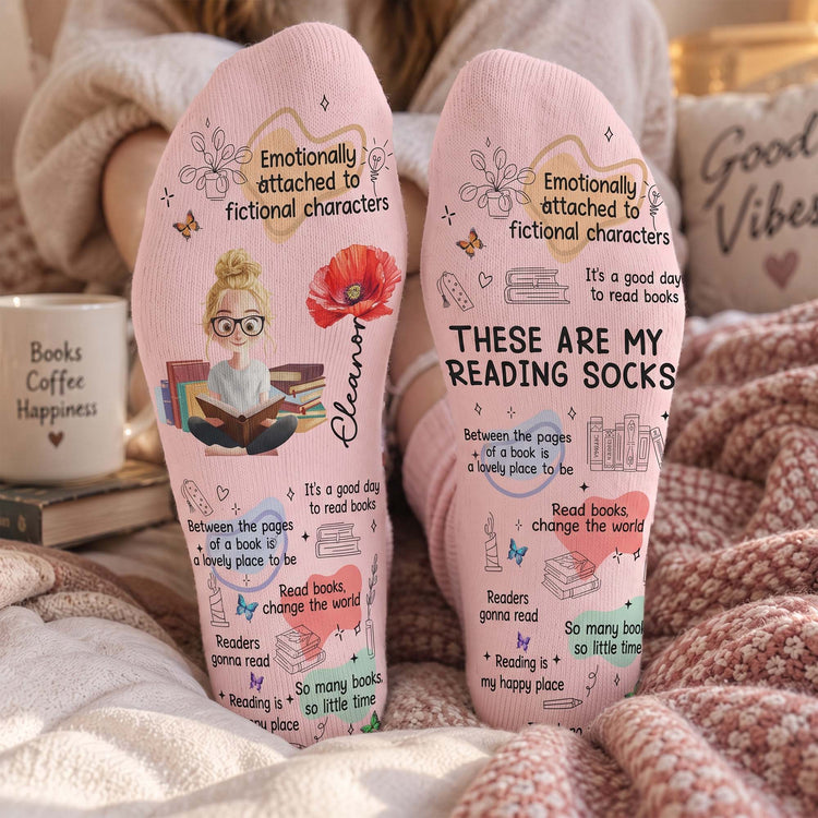 These Are My Reading Socks - Book Lovers Affirmations - Personalized Socks 1