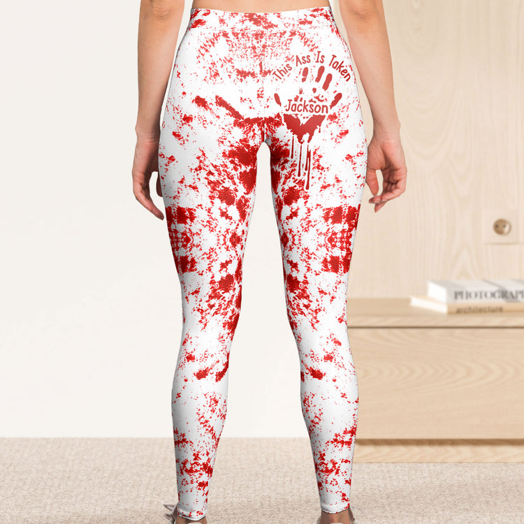 This A$$ Belongs To - Halloween Costume 3D Bloody Creepy Version, For Her, Wife, Girlfriend - Personalized Leggings 3