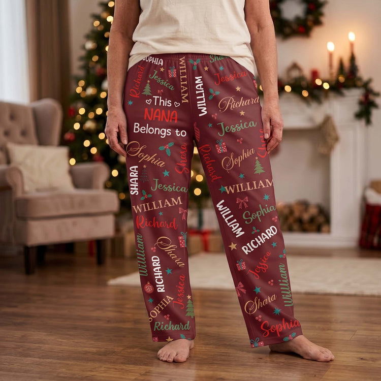 This Grandma Belongs To Custom Grandkids Names Christmas Gifts For Grandma, Nana, Mimi - Personalized Lounge Pants 3