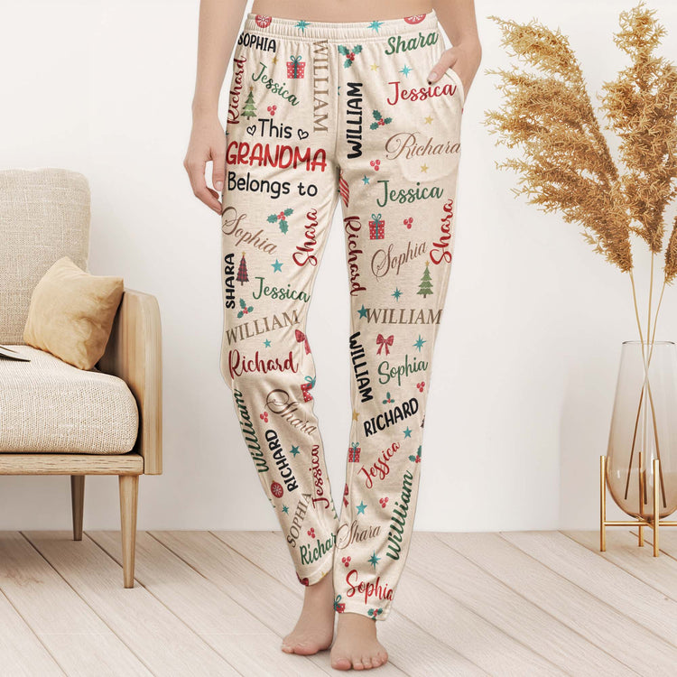 This Grandma Belongs To Custom Grandkids Names Christmas Gifts For Grandma, Nana, Mimi - Personalized Lounge Pants 4