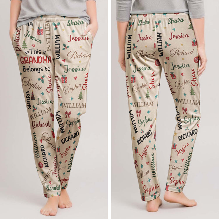 This Grandma Belongs To Custom Grandkids Names Christmas Gifts For Grandma, Nana, Mimi - Personalized Lounge Pants 5